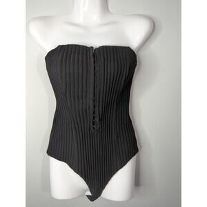 Chrissy Teigen X Revolve Black Simone Bodysuit Strapless‎ Boned Size S